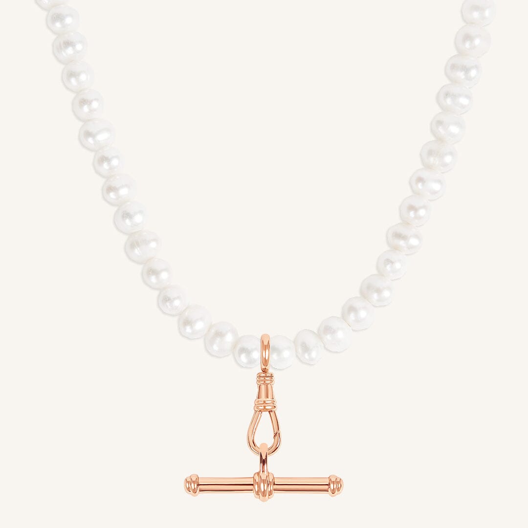T-Bar Fob Pearl Necklace