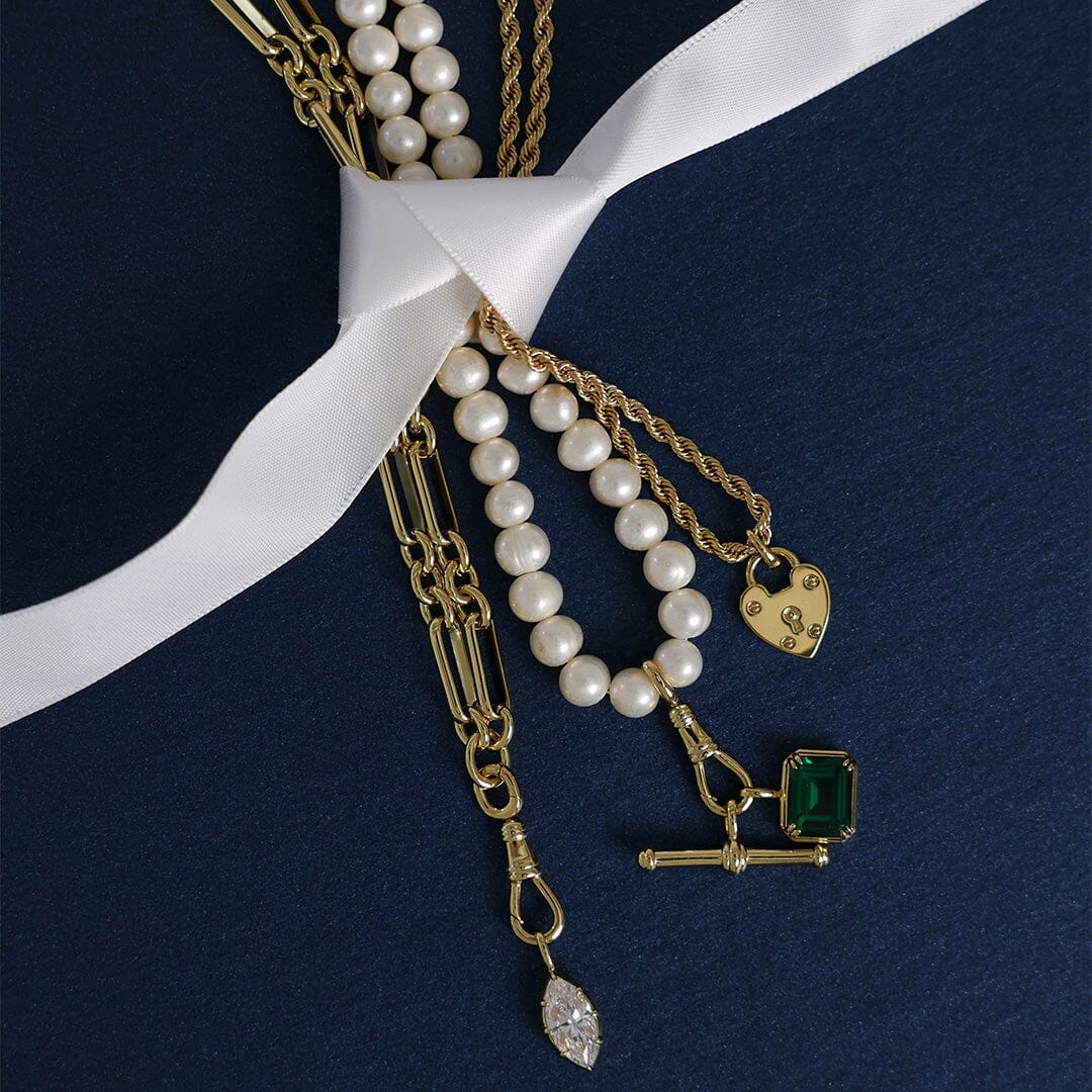 T-Bar Fob Pearl Necklace