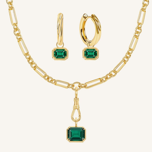 Evelyn Fob Chain and Hoops Set