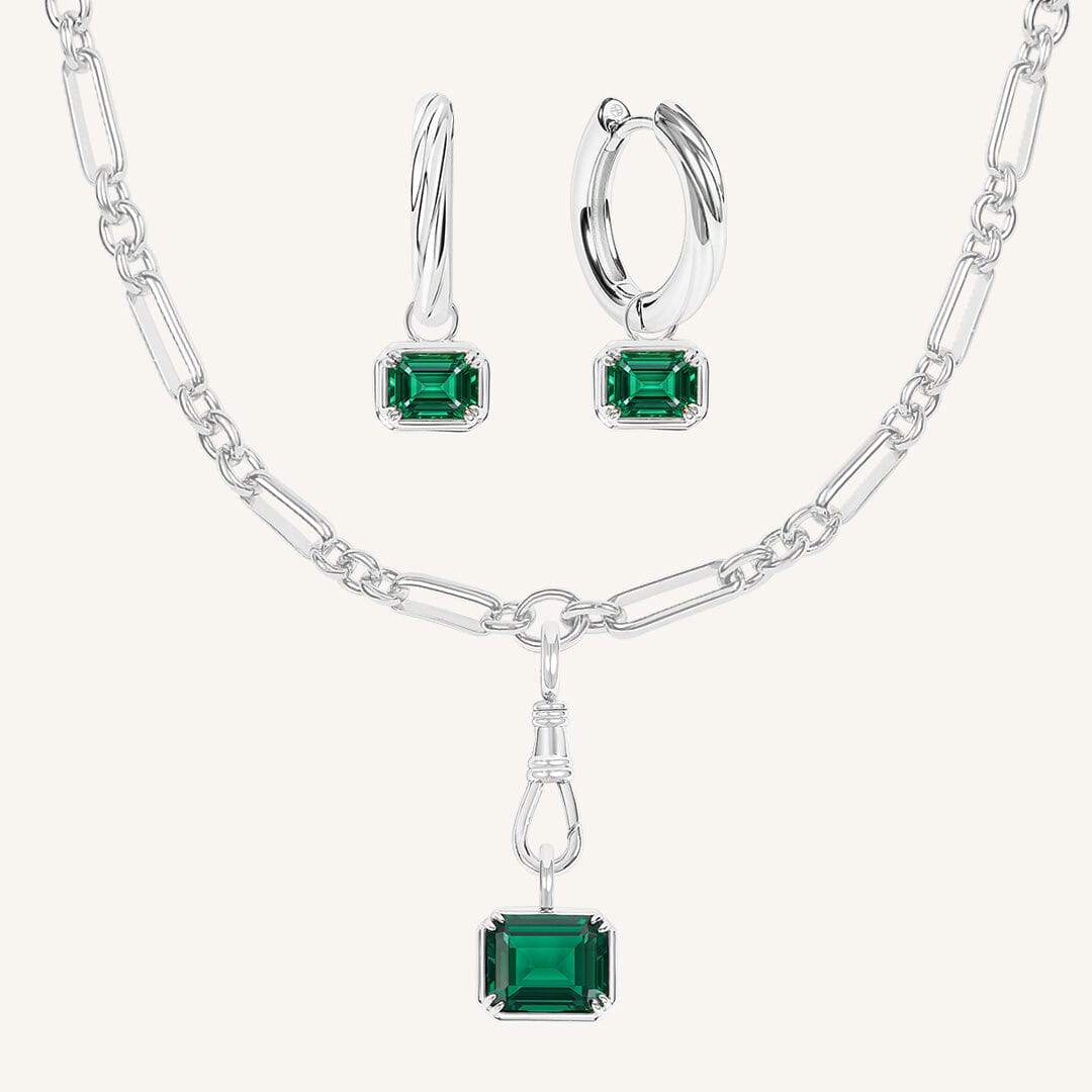 Evelyn Fob Chain and Hoops Set