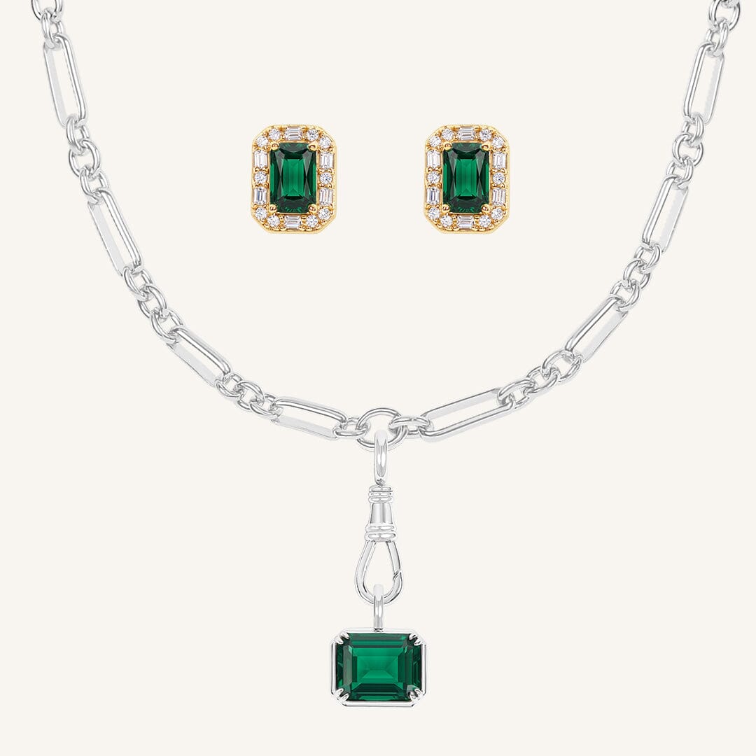 Evelyn Fob Chain and Studs Set