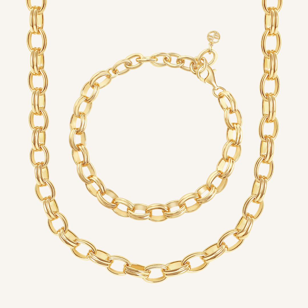 Fused Chain Necklace & Bracelet Set