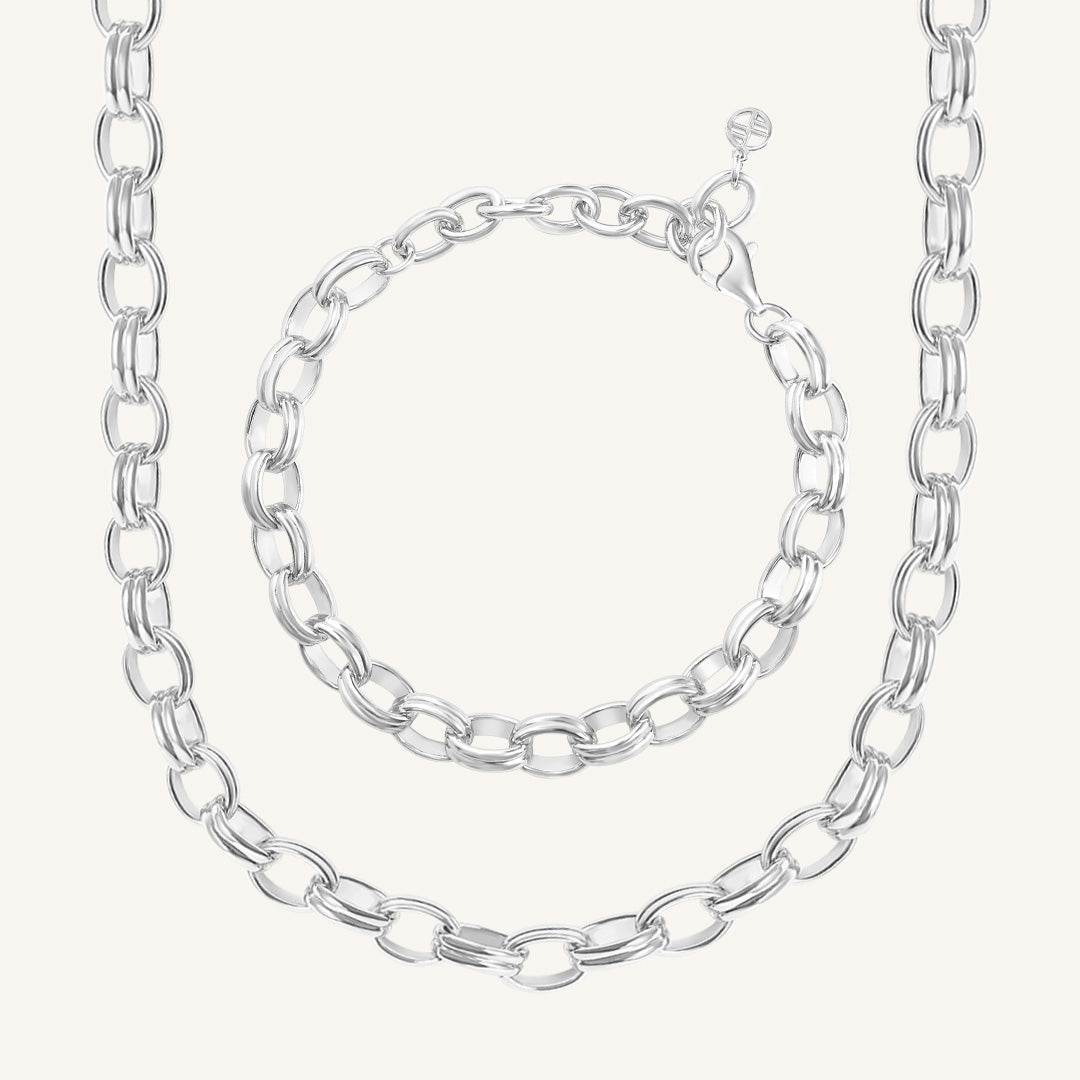 Fused Chain Necklace & Bracelet Set