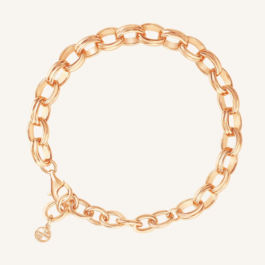 Rose chain bracelet on a white background