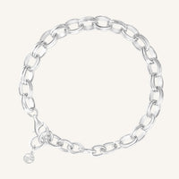 Silver chain bracelet on a white background