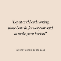 A silver birthstone charm with a red cubic zirconia representing the month of January.