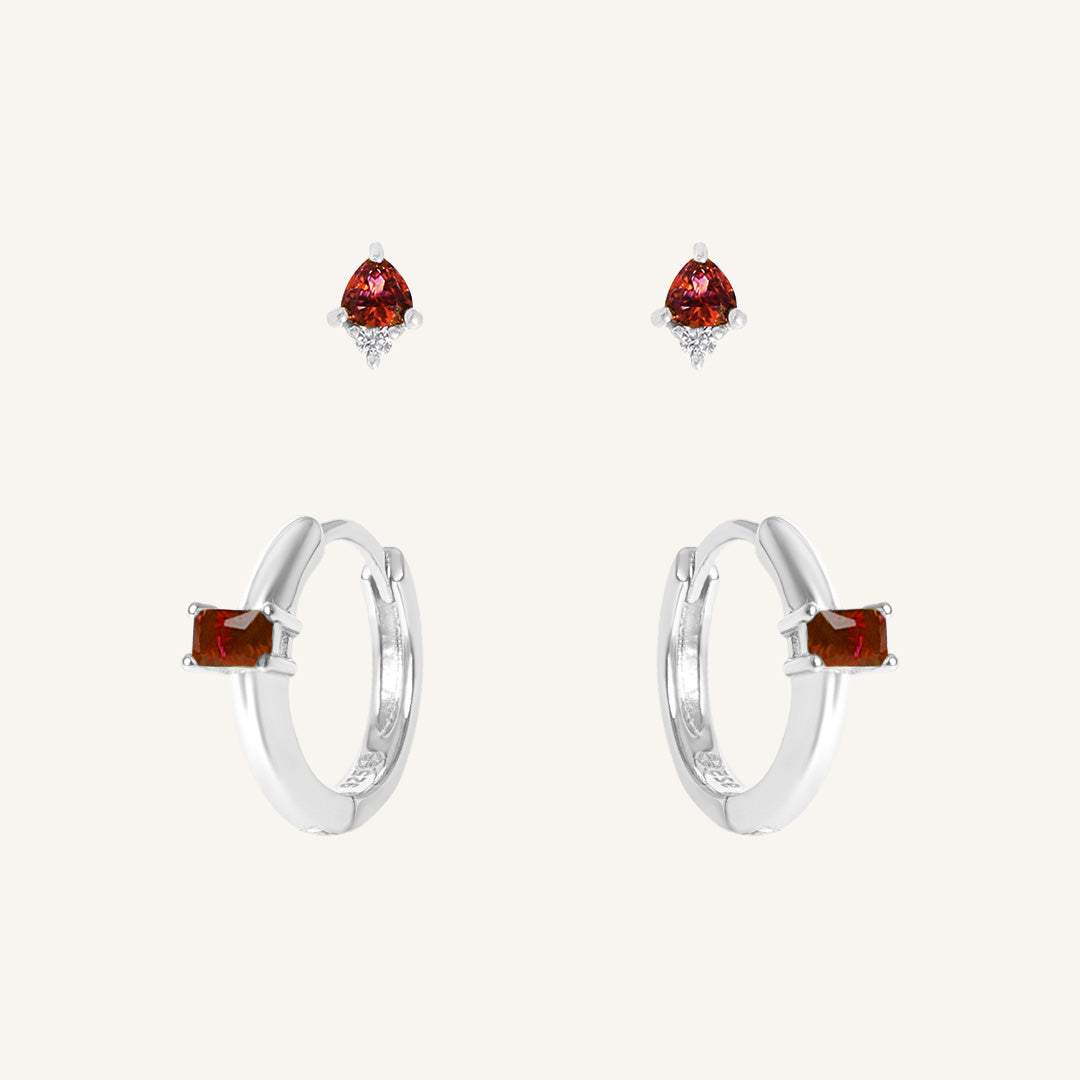 January Birthstone Earring Set