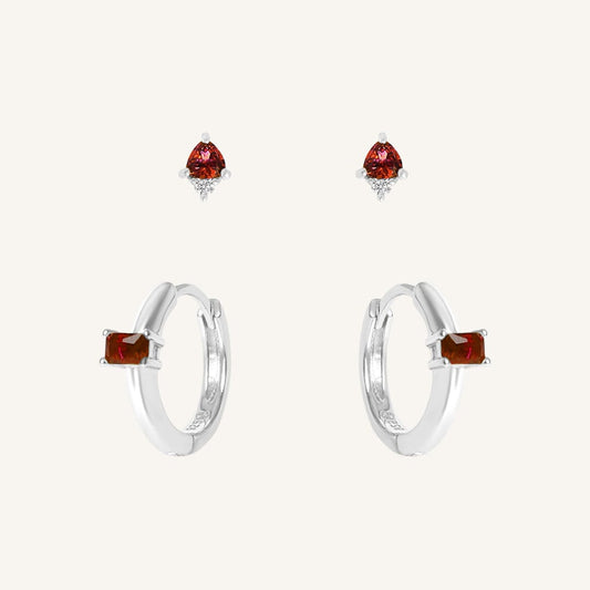 January Birthstone Earring Set