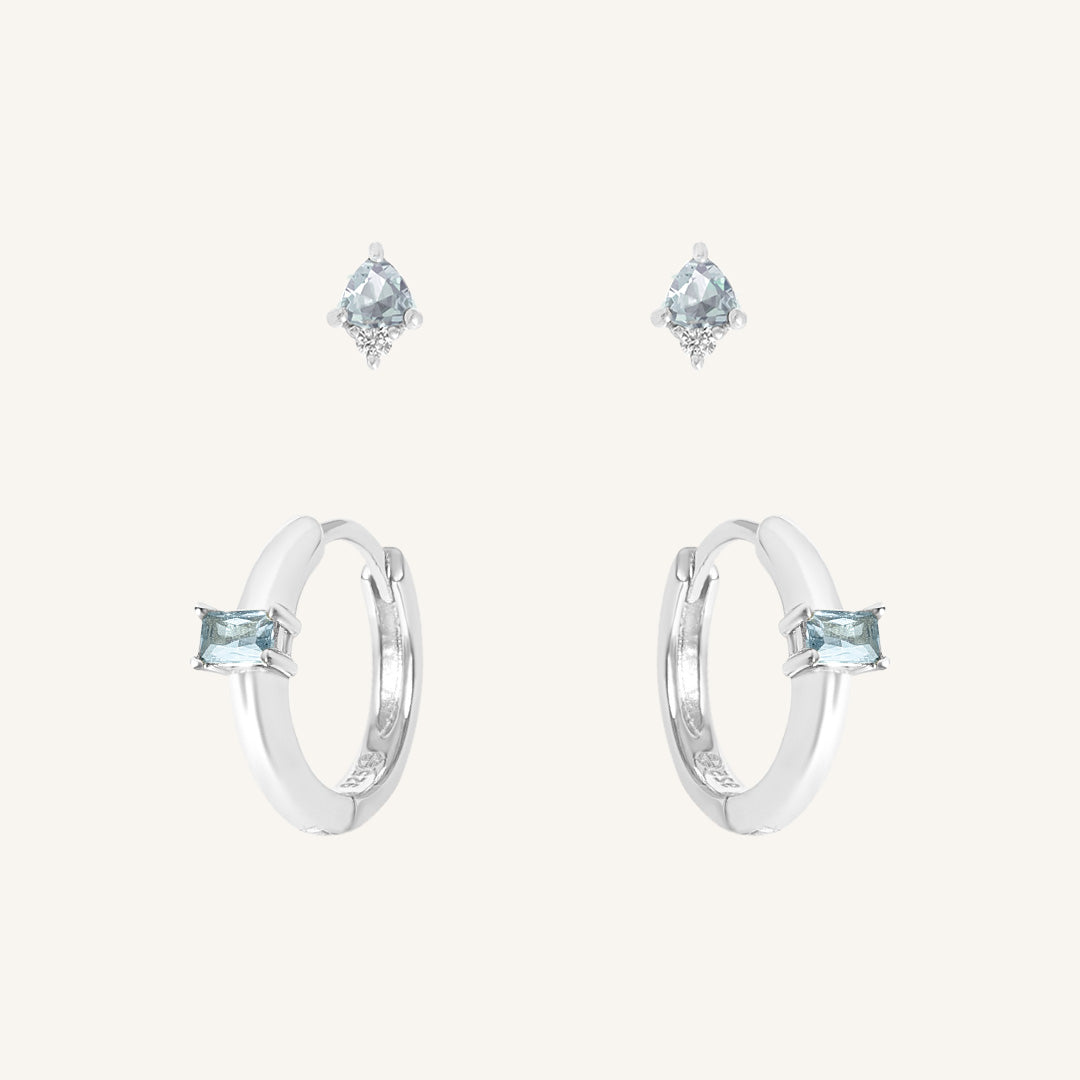 March Birthstone Earring Set