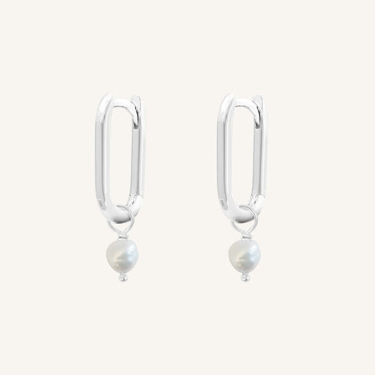 Pearl Rectangle Hoops - Stone of Potential