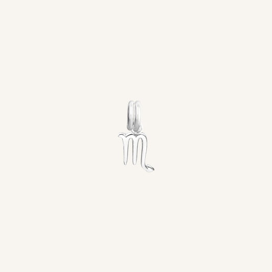 A silver-coloured Petite Zodiac Charm representing the Scorpio sign.