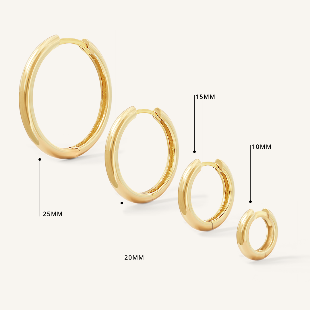 All different sized gold hoops 