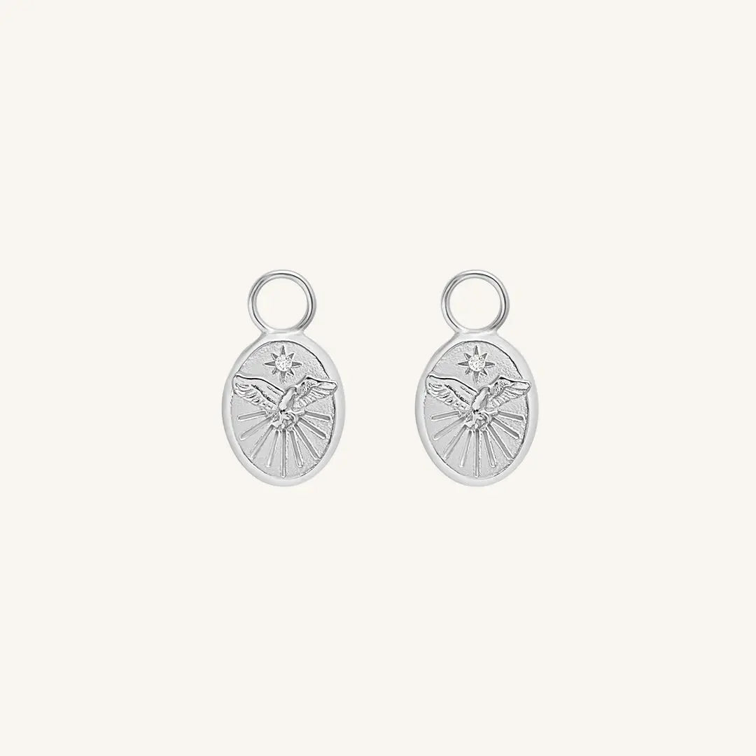 The  SILVER  Soar Hoop Charms Set of 2 by  Francesca Jewellery from the Earrings Collection.