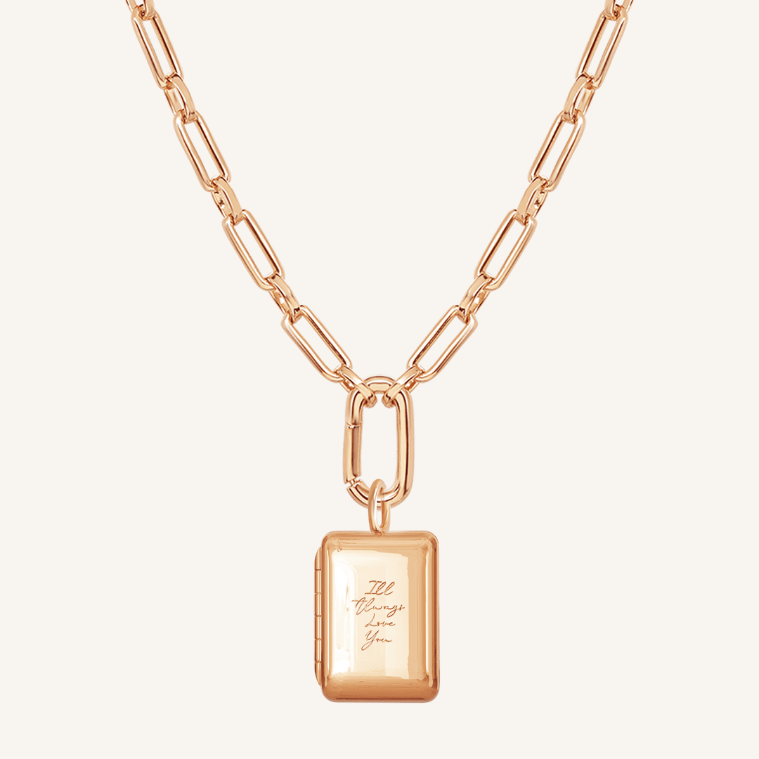 Etch Engraved Story Photo Locket Necklace
