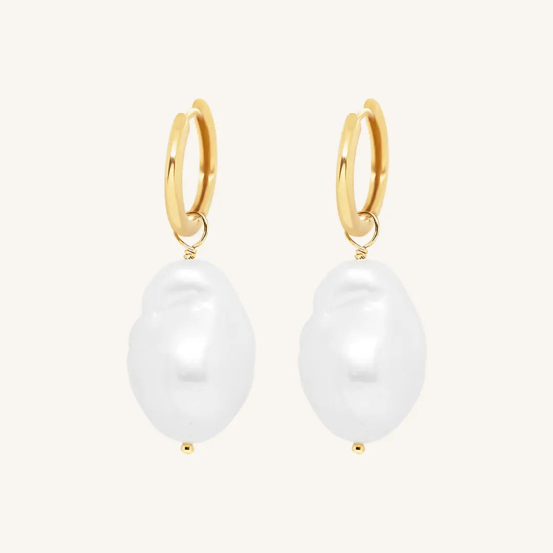 The  GOLD  Vienna Pearl Hoops by  Francesca Jewellery from the Earrings Collection.