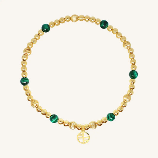 The  GOLD-L  Woodstock Bracelet Malachite by  Francesca Jewellery from the Bracelets Collection.