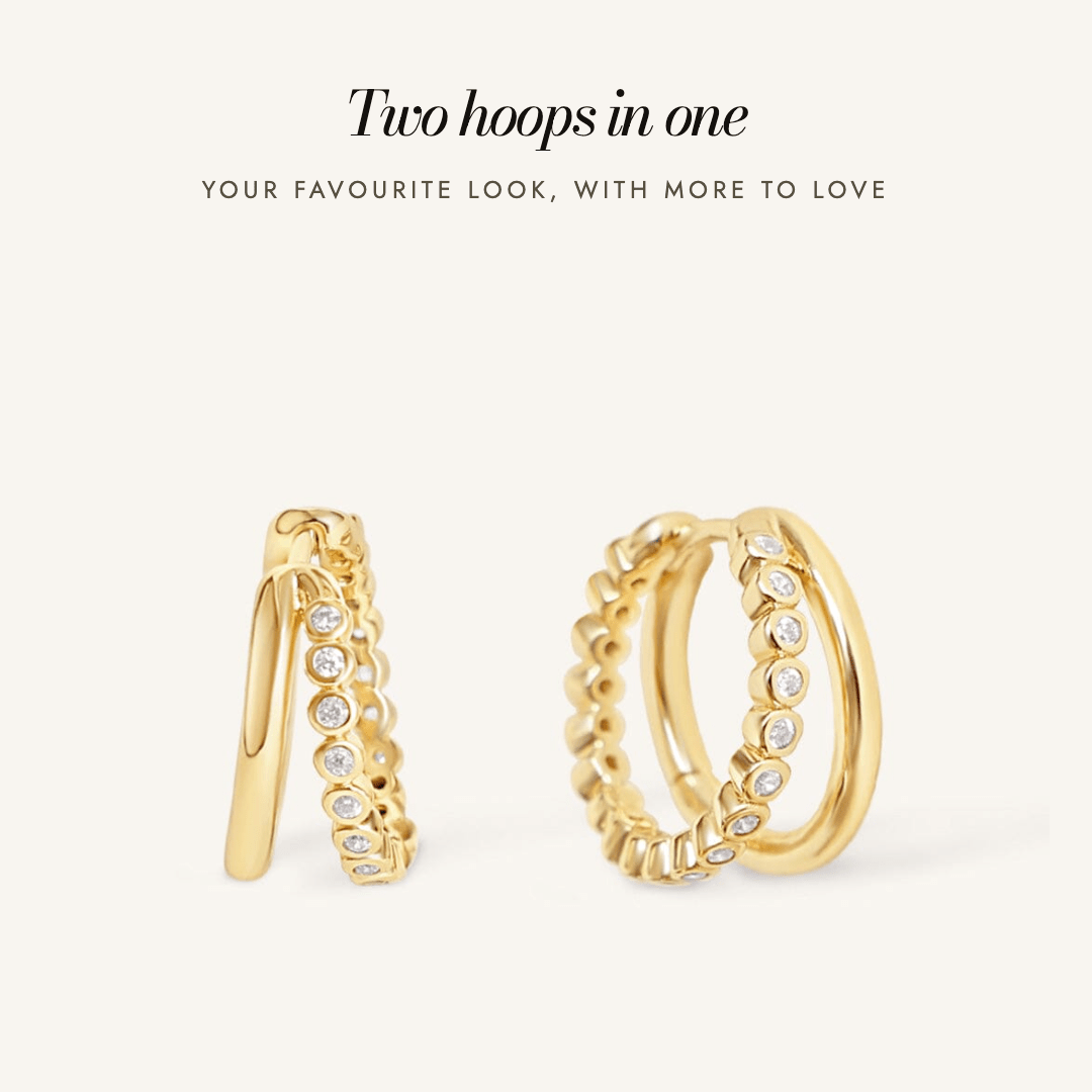 Eden Double Hoops in gold — two hoops in one