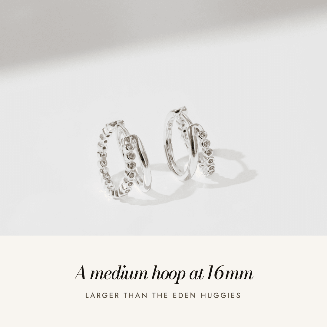 Eden Double Hoops in silver — a medium hoop at 16 mm