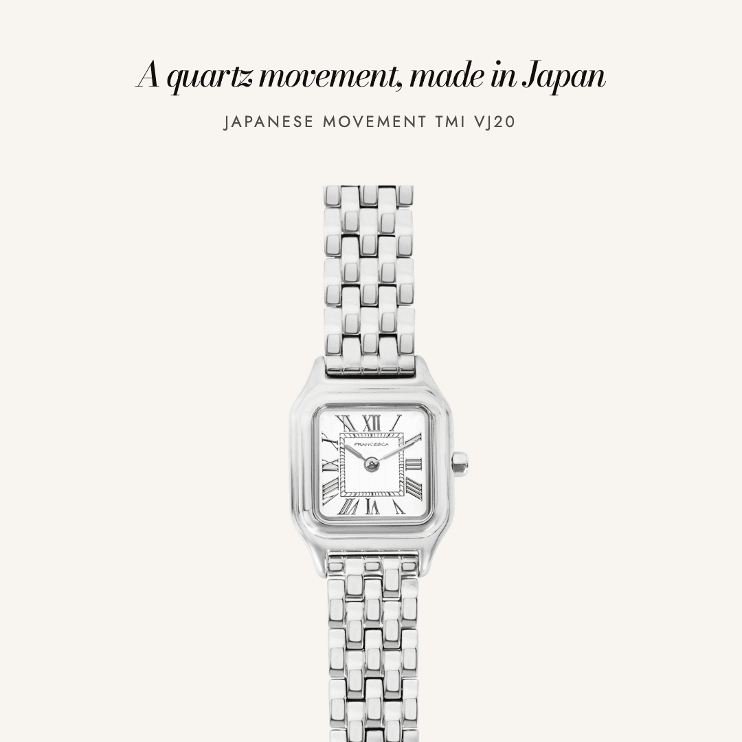 Louis Watch in silver — a quartz movement, made in Japan